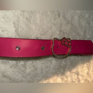 Hello Kitty Bright Pink Crystal Outline Buckle Belt Bundle